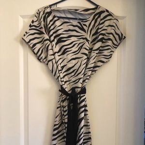 Women’s short belted zebra party dress with belt